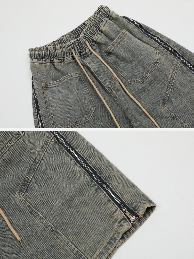 Short Aelfric Eden Vintage Side Zippé Denim Bleu | OLU-03588642